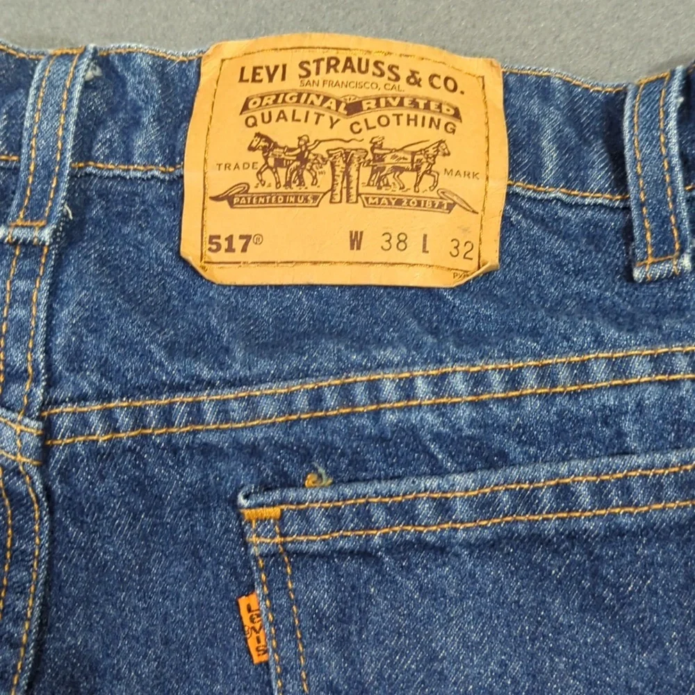 Levi's VTG Jeans Men's 38x32 Fits 35x32 Blue 517 Orange Tab Boot Made In USA 90s